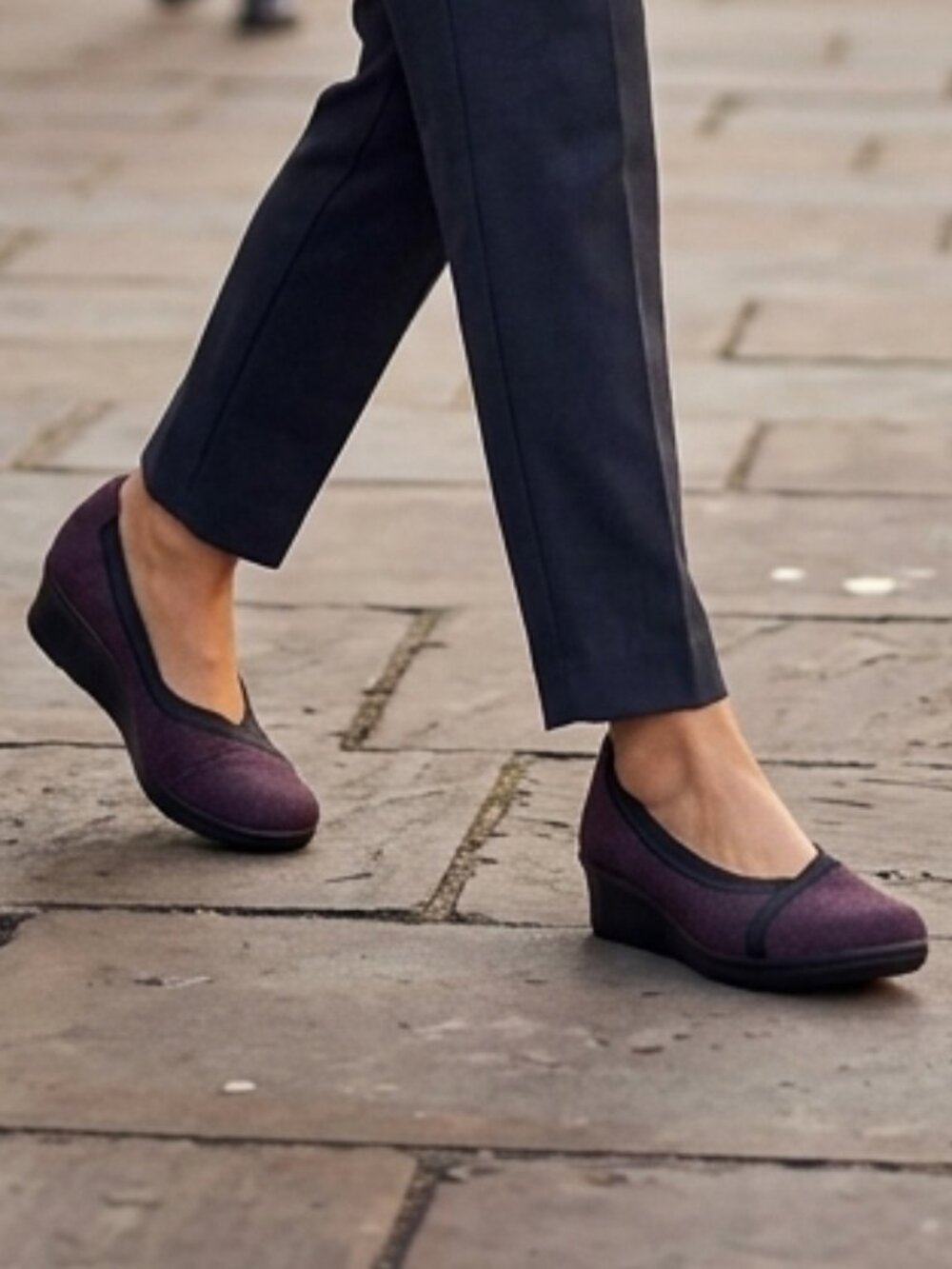 Cloudsteppers by Clarks Plum Fabric Slip-On Ballet Flats with Narrow Fit